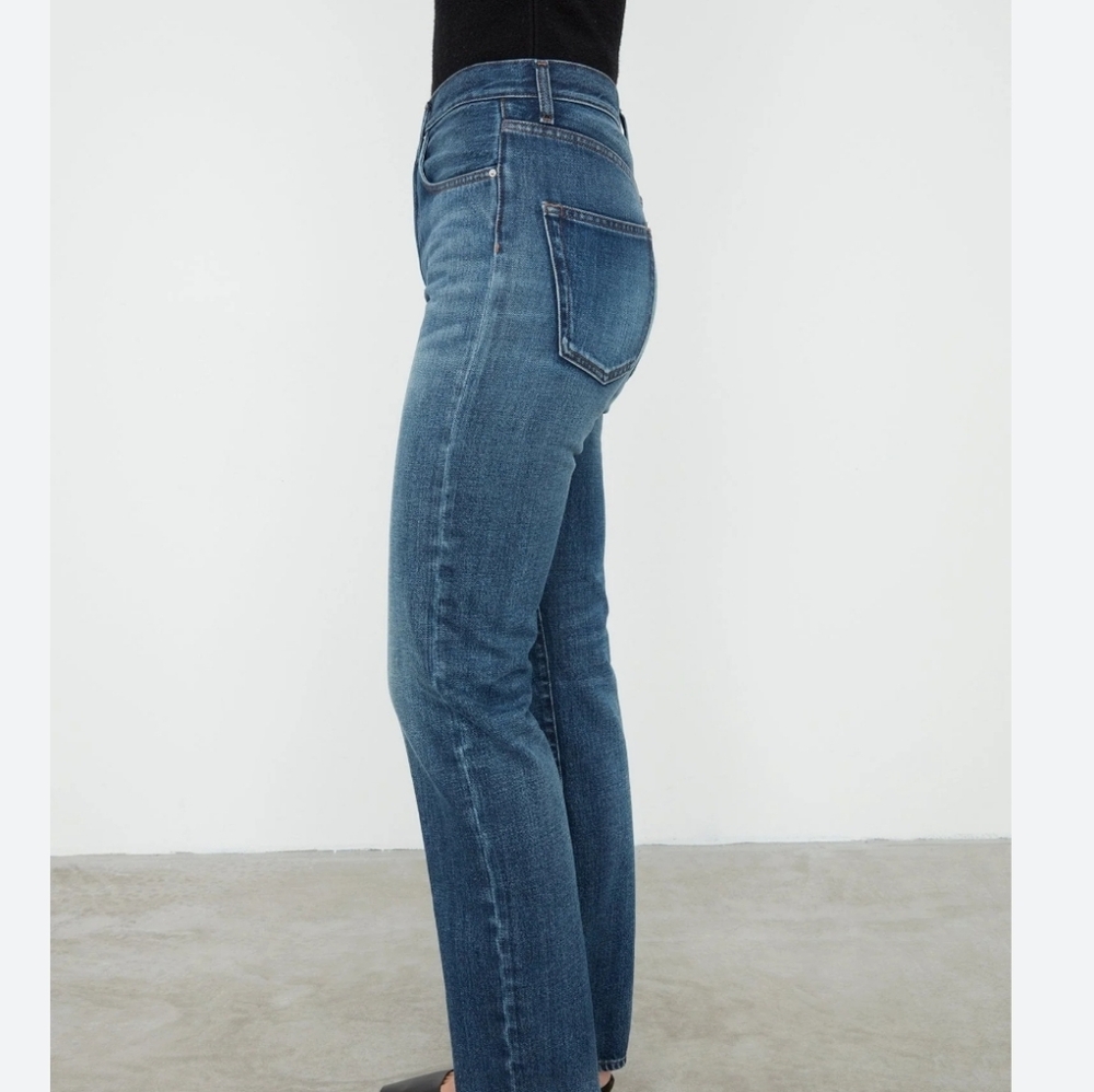 Toteme Slim Straight High Waist Blue Denim Jeans Cotton Dark Vintage Wash Size26 - Picture 12 of 14